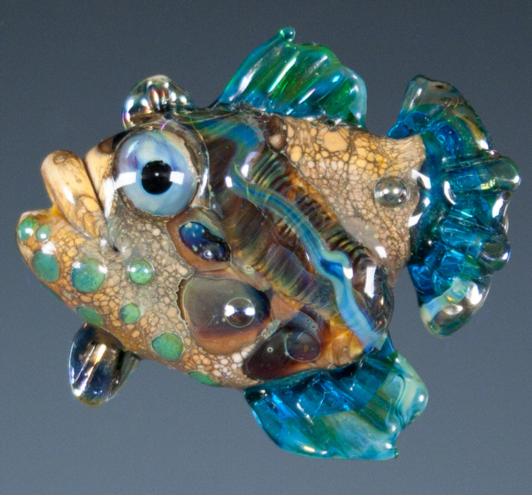 silver fuming glass lampwork fish bead