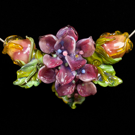 sculptural glass art, glass lampwork flower beads