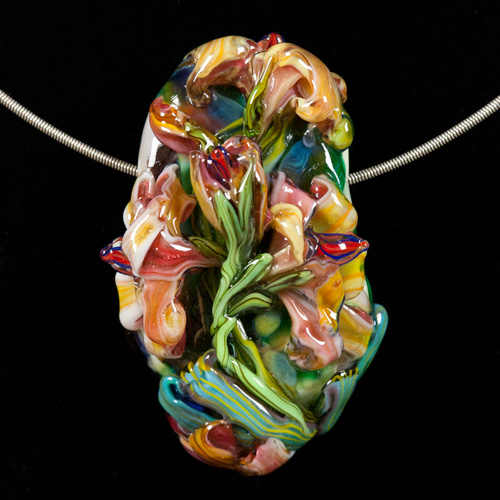Glass Lily Bouquet Lampwork Focal - "Yellow Lillies"