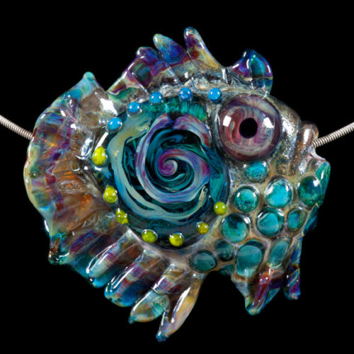 fish glass lampwork bead designer jewelry necklace