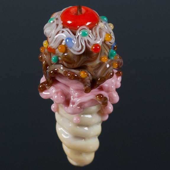 glass lampwork bead ice cream cone