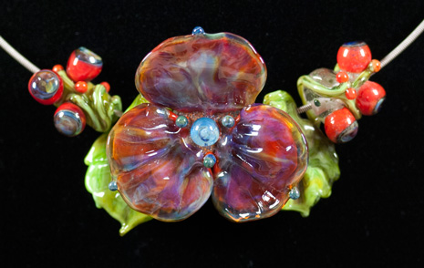 glass lampwork flower bead
