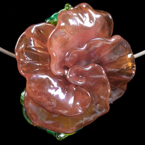 glass lampwork bead flower with silver fuming