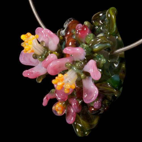 "Springtime Apple Blossoms" Glass Flower Bead