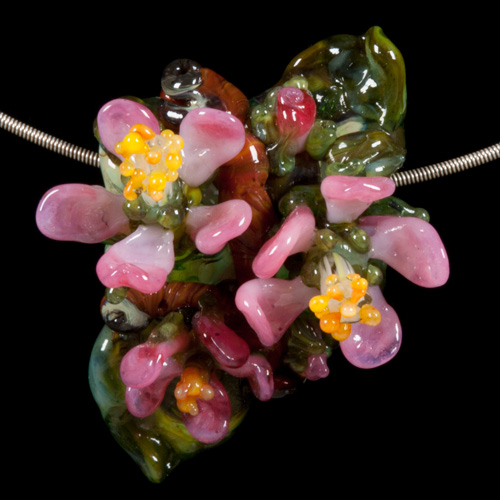"Springtime Apple Blossom Flowers" Glass Bead