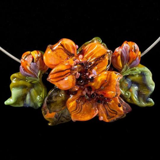 glass lampwork flower set
