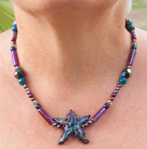 "Purple Star Fish" Glass Designer Necklace