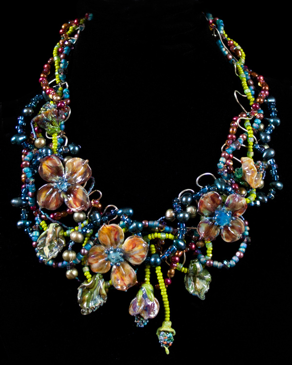 Fine Designer Jewelry Glass Flowers Weave