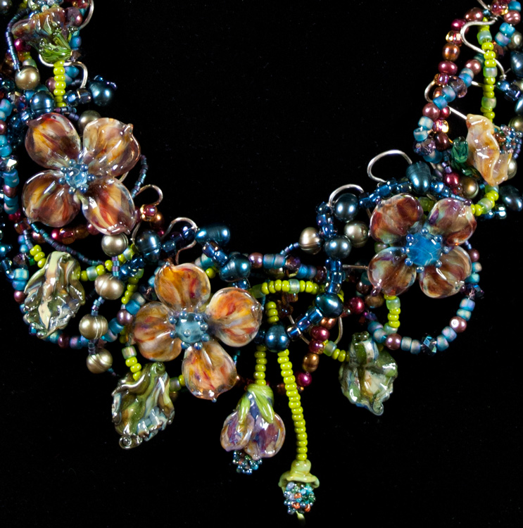 Fine Designer Jewelry Glass Flowers Weave
