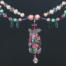 Pink Rose Flower Designer Glass Necklace with Pearls
