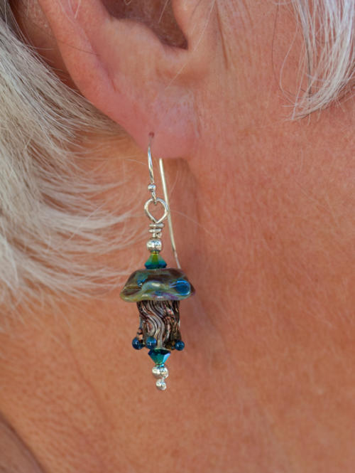 Colorful ocean Jellyfish Glass Earrings has the tropical vibe