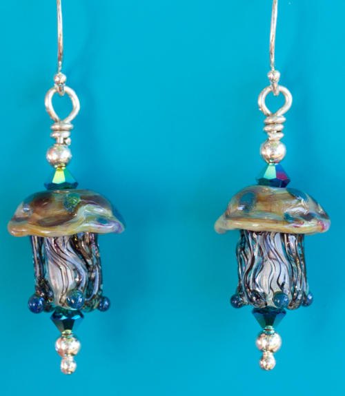 Colorful ocean Jellyfish Glass Earrings