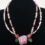 Pink "Jewel Rose" Glass Designer Necklace with Pearls