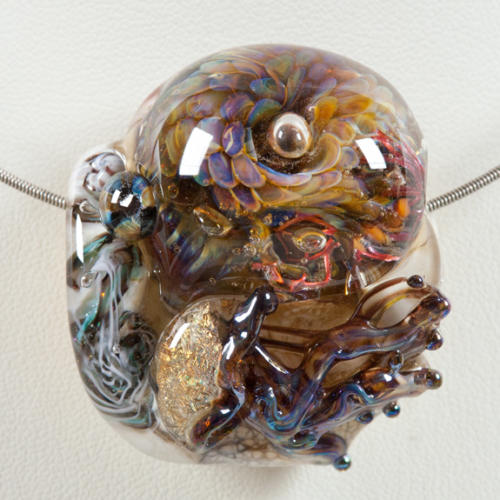"Coral Jellyfish and Sea Anemone" Glass Pendant