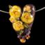 "Yellow Rose Heart" Glass Lampwork Flower Bead