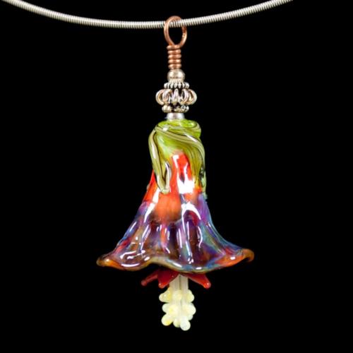 glass lampwork bead, "Fairy Flower" pendant