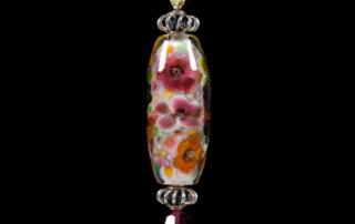 glass lampwork bead "Monet's Wild Flowers" pendant of yellows, oranges, pinks