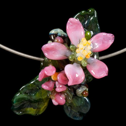 "Apple Blossom Flowers" Bead - Glass Lampwork