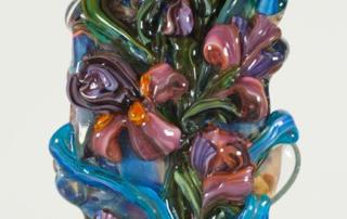 Glass Lampwork Flower Bead - "Purple Irises"