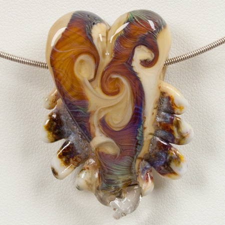 "Flaming Heart" Glass Lampwork Bead