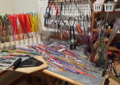  glass studio mess, overwhelmed & frustrated with lampworking