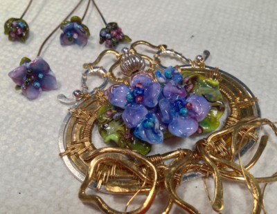 blue hydrangea flower necklace