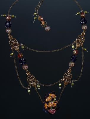bead making, lampwork glass necklace Art Nouveau