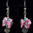 Pink Glass Hydrangea Flower earrings with sterling silver