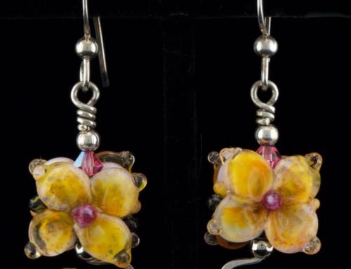 NEW Spring Time Flower Earrings: Roses and Hydrangeas in Glass