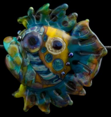 Turquoise Mango Glass Angel Fish Lampwork Bead