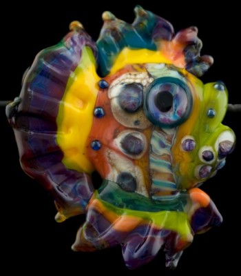 'Rainbow Clown' Art Glass Fish is a fine lampwork Bead with a sweet attitude