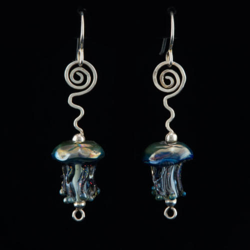 iridescent jelly fish glass earrings