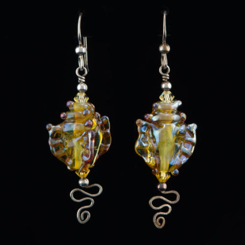 iridescent triton seashell earrings