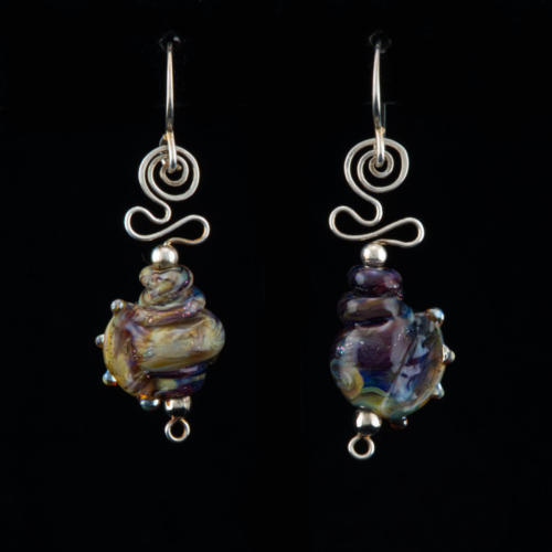 Tropical glass Conch seashell earrings