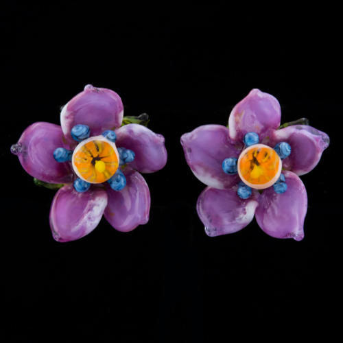 Mother Nature Wild Flower Glass Earrings by glass artist Patsy Evins