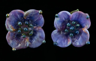 blue wildflower stud art glass flowers earrings