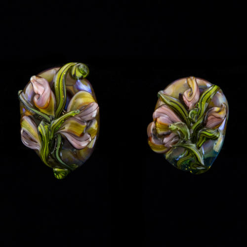 FloralPink Bouquet Art Glass Earrings art nouveau inspired