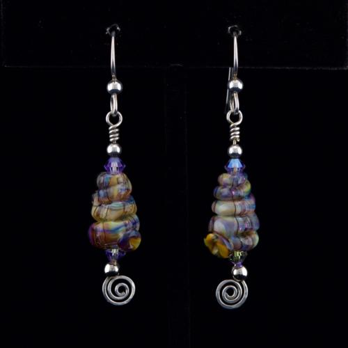 glass spiral seashell earrings