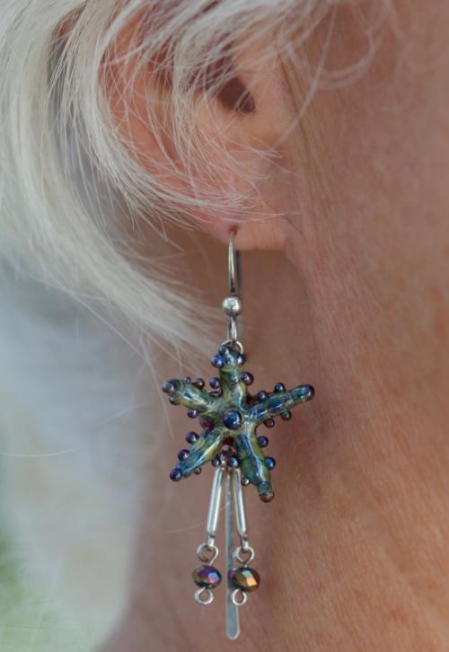 Blue Ocean Starfish Dangle Earrings