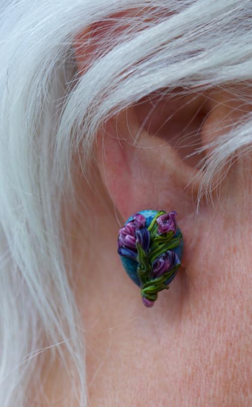 Victorian Flower Bouquet Glass Earrings