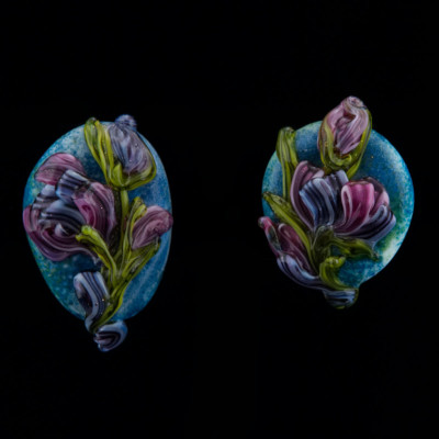 Art Nouveau Floral Bouquet Glass Earrings