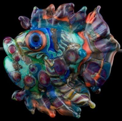  'Mosaic Mixer' Fine Glass Lampwork Tropical Fish Bead ‘Mosaic Mixer’ Fine Lampwork Tropical Fish Bead $274.00 , lampwork glass, fish bead